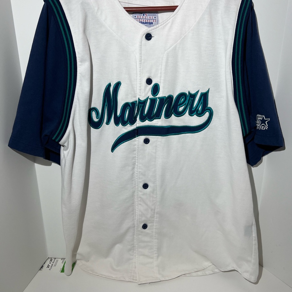 Vintage starter Seattle Mariners 90s white stitched baseball jersey men’s XL